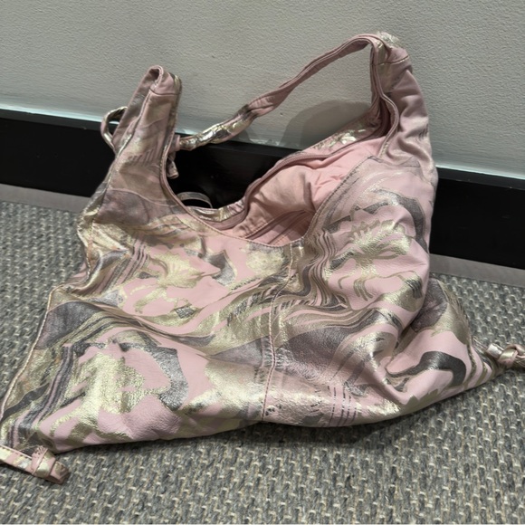 A|X - Armani Exchange Vintage Metallic Showdown Pink, Gold & Silver Leather Bag - Picture 1 of 7